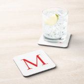 イニシャルレター赤い白モノグラムのプロフェッショナル コースター (右側)