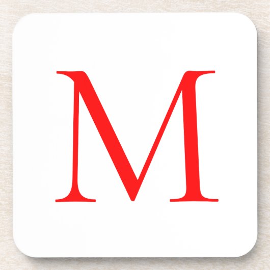 イニシャルレター赤い白モノグラムのプロフェッショナル コースター (正面)