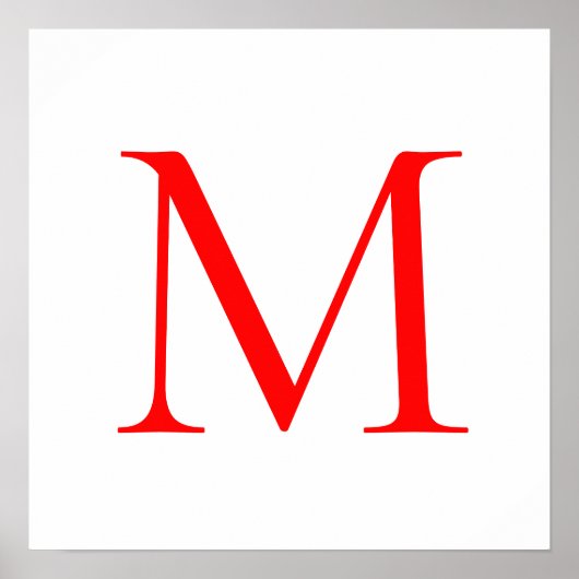 イニシャルレター赤い白モノグラムのプロフェッショナル ポスター (正面)