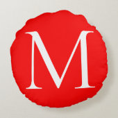 イニシャルレター赤い白モノグラムのプロフェッショナル ラウンドクッション (裏面)