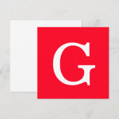 イニシャルレター モノグラム 赤 白 シンプル おしゃれ (正面/裏面)