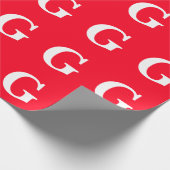 イニシャルレター モノグラム 赤 白 シンプル おしゃれ ラッピングペーパー (角)