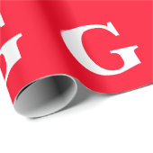 イニシャルレター モノグラム 赤 白 シンプル おしゃれ ラッピングペーパー (ロールコーナー)