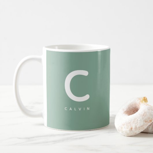 イニシャルレター＆名前ギフト コーヒーマグカップ (ドーナツ)
