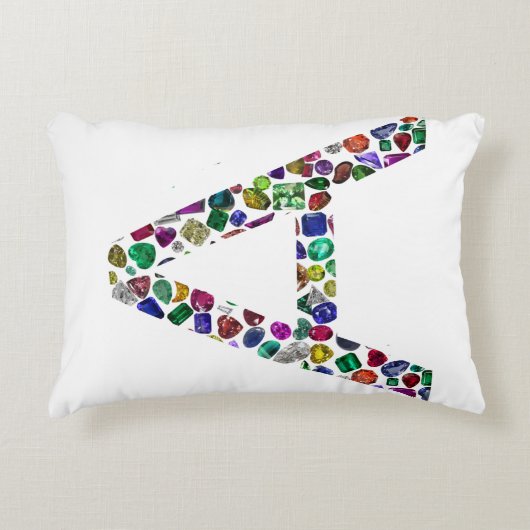 イニシャルレターAの宝石フローラデザイン アクセントクッション (正面)