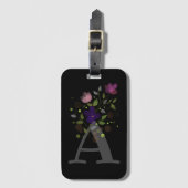 イニシャルレターAプラスフローラデザインラゲージタグ ラゲッジタグ (正面縦)