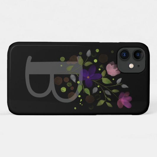 イニシャルレターBプラスフローラデザイン Case-Mate iPhoneケース (裏面(横))