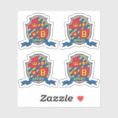 イニシャルレターB名前をカスタムするライオンのクレストシールド シール (シート)