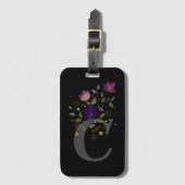 イニシャルレターCプラスフローラデザインラゲージタグ ラゲッジタグ (正面縦)