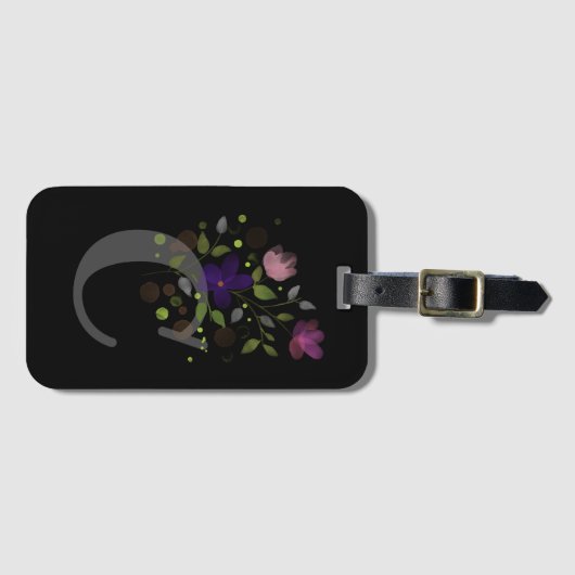 イニシャルレターCプラスフローラデザインラゲージタグ ラゲッジタグ (正面横)