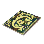 イニシャルレターCヴィンテージコロルオーナメント タイル (側面)