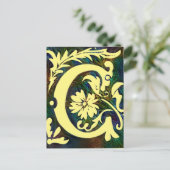 イニシャルレターCヴィンテージコロルオーナメント ポストカード (スタンド正面)