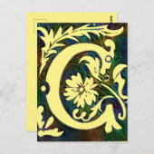 イニシャルレターCヴィンテージコロルオーナメント ポストカード (正面/裏面)