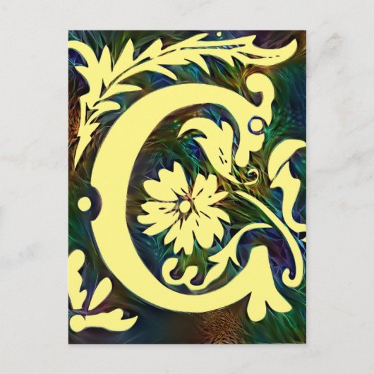 イニシャルレターCヴィンテージコロルオーナメント ポストカード (正面)