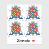 イニシャルレターG名前をカスタムするライオンのクレストシールド シール (シート)