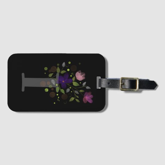 イニシャルレターIプラスフローラデザインラゲージタグ ラゲッジタグ (正面横)