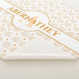 イニシャルレターMonogram & Name手書き太陽 シェルパブランケット