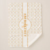 イニシャルレターMonogram & Name手書き太陽 シェルパブランケット (正面)