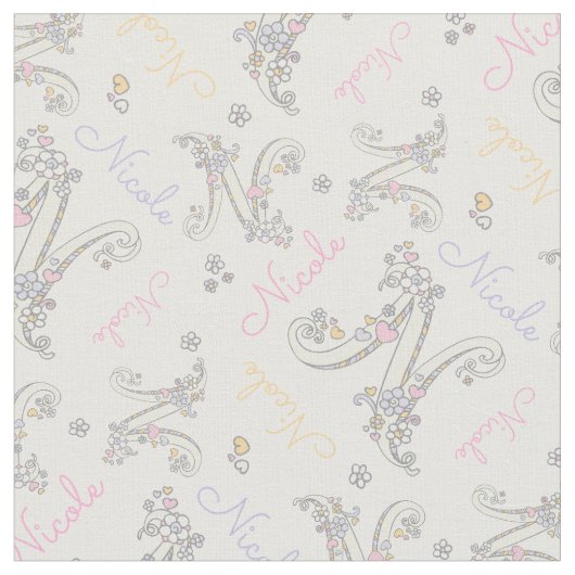イニシャルレターNニコール名前をカスタムする織物 ファブリック (クローズアップ)