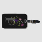 イニシャルレターPプラスフローラデザインラゲージタグ ラゲッジタグ (正面横)