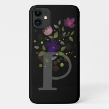 イニシャルレターPプラスフローラデザイン