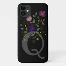 イニシャルレターQプラスフローラデザイン