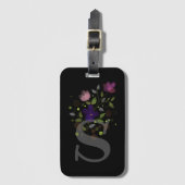 イニシャルレターSプラスフローラデザイン ラゲッジタグ (正面縦)