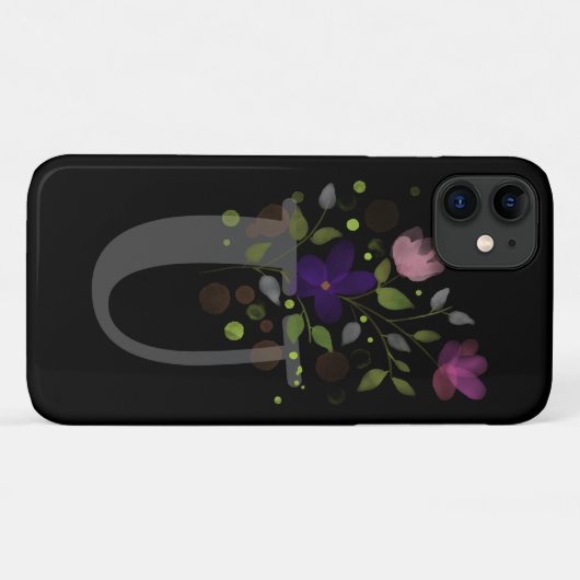 イニシャルレターUプラスフローラデザイン Case-Mate iPhoneケース (裏面(横))