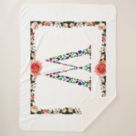 イニシャルレターWジェムストーンデザイン シェルパブランケット
