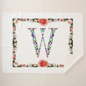 イニシャルレターWジェムストーンデザイン シェルパブランケット (正面(横))