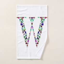 イニシャルレターWジェムストーンデザイン ハンドタオル