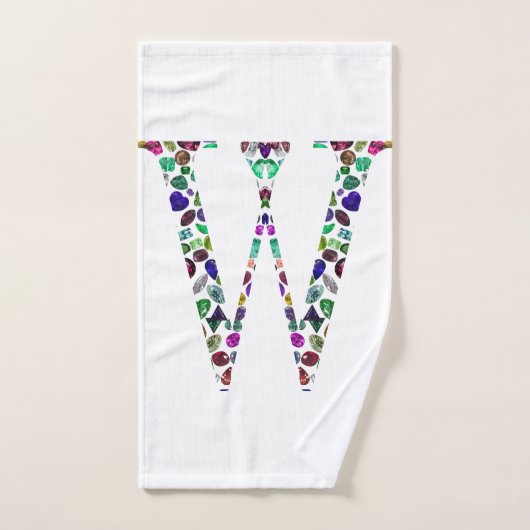 イニシャルレターWジェムストーンデザイン ハンドタオル (ハンドタオル)