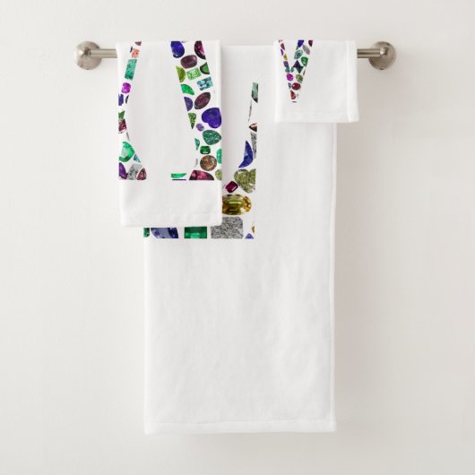 イニシャルレターWジェムストーンデザイン バスタオルセット (インサイチュ)