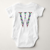 イニシャルレターWジェムストーンデザイン ベビーボディスーツ (裏面)