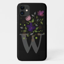 イニシャルレターWプラスフローラデザイン