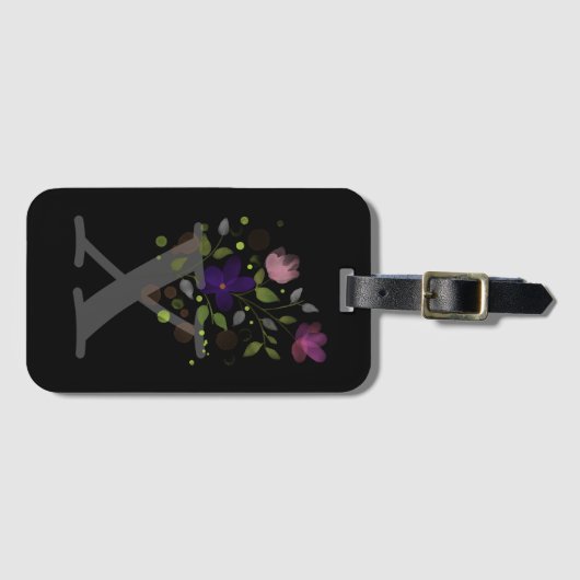 イニシャルレターXプラスフローラデザインラゲージタグ ラゲッジタグ (正面横)