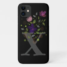 イニシャルレターXプラスフローラデザイン