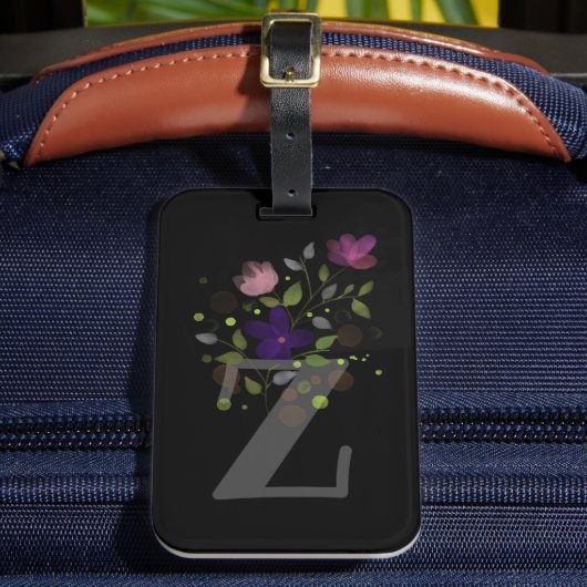 イニシャルレターZプラスフローラデザインラゲージタグ ラゲッジタグ (正面インサイチュ2)