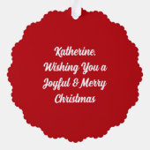 イニシャルレッドとグリーンの格子状シンプルデザイン オーナメントカード (裏面)