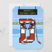 イニシャルレパーソナライズされたターDアイスホッケー 招待状 (正面)