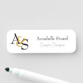 イニシャルロゴビジネス金ゴールドブラック 名札 (インサイチュ)