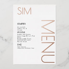 イニシャルロゴ ウェディング プレスド ローズゴールド メニューカード 箔招待状