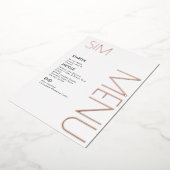 イニシャルロゴ ウェディング プレスド ローズゴールド メニューカード 箔招待状 (回転した状態)