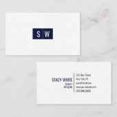 イニシャルロミニマルゴモダンお洒落ネ海軍 名刺 (正面/裏面)