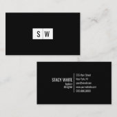 イニシャルロミニマルゴモダンお洒落ブラック 名刺 (正面/裏面)