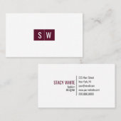 イニシャルロミニマルゴモダンお洒落ブルゴーニュ 名刺 (正面/裏面)