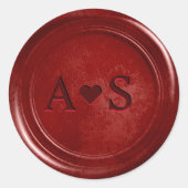 イニシャル付きのロイヤルレッドルビーワックスステッカー ラウンドシール (正面)