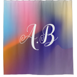 イニシャル付きモダンカラーシャワーカーテン シャワーカーテン