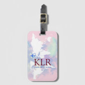 イニシャル付きワールドパーソナライズされたマップ ラゲッジタグ (正面縦)