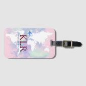 イニシャル付きワールドパーソナライズされたマップ ラゲッジタグ (正面横)